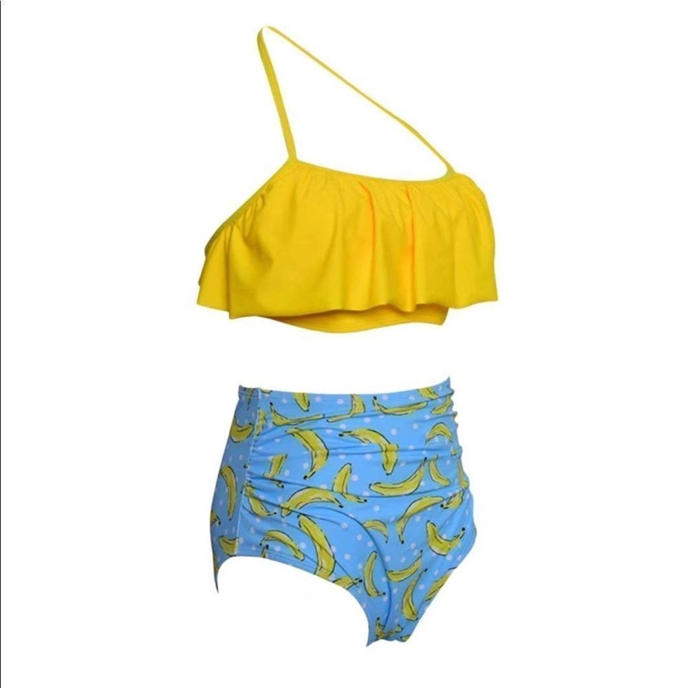 High Waist Retro Banana Print Bikini Size 2T - 3T